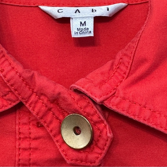 Cabi Salmon Pink Ruffle Back Utility Jacket Women’s Medium - Picture 3 of 5